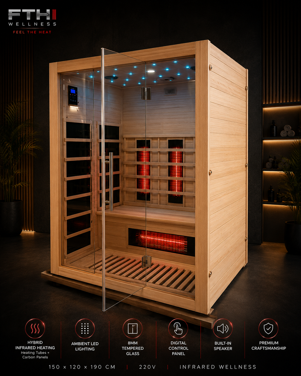FTH Signature 2-Person Hybrid Infrared Sauna